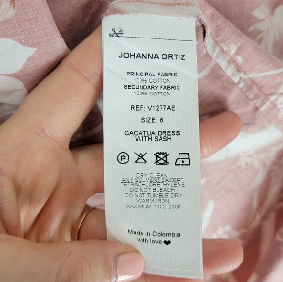 Johanna Ortiz Cacatua Belted Layered Bird Print Cotton Poplin Midi Dress 6 - Picture 13 of 15